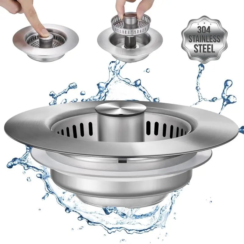 🔥LAST DAY 56% OFF-Upgraded 3 in 1 Kitchen Sink Drain Strainer