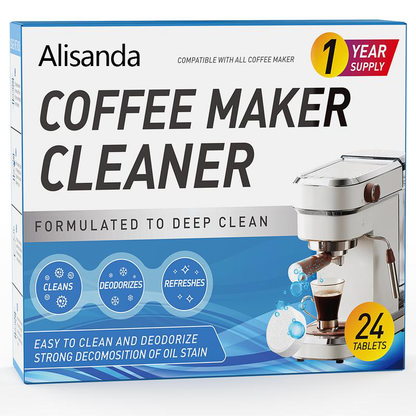 Coffee Machine Cleaner Descaler Tablets - 24 Pack, Deep Cleaning and Descaling for All Coffee Makers , Coffee Maker Pot Descaling & Cleaning Tabs, Descale Drip Coffe And Espresso Machines