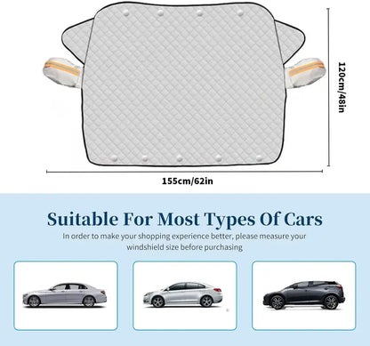 Car Windshield Snow Cover Sun Shade Winter Dust Rain Ice Frost Guard Protector - Durable Design for Winter Weather Protection & Summer sunshade