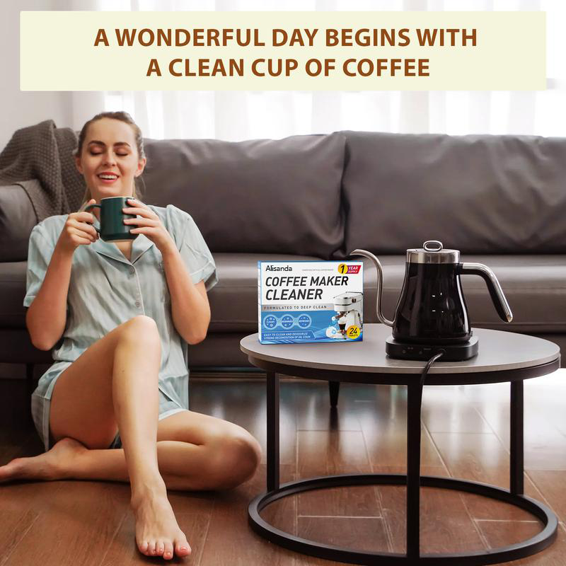 Coffee Machine Cleaner Descaler Tablets - 24 Pack, Deep Cleaning and Descaling for All Coffee Makers , Coffee Maker Pot Descaling & Cleaning Tabs, Descale Drip Coffe And Espresso Machines