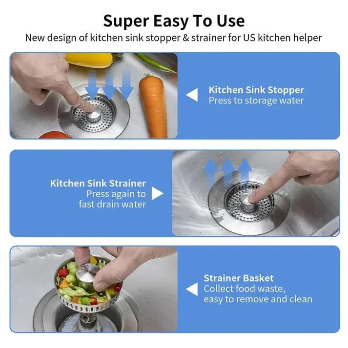 🔥LAST DAY 56% OFF-Upgraded 3 in 1 Kitchen Sink Drain Strainer