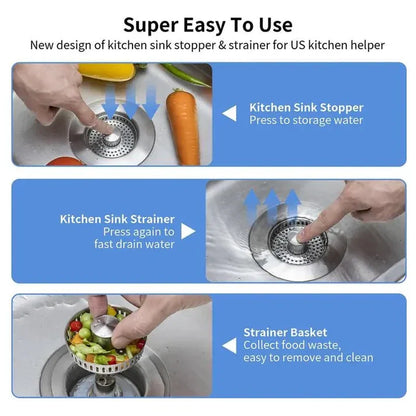 🔥LAST DAY 56% OFF-Upgraded 3 in 1 Kitchen Sink Drain Strainer
