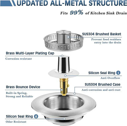 🔥LAST DAY 56% OFF-Upgraded 3 in 1 Kitchen Sink Drain Strainer